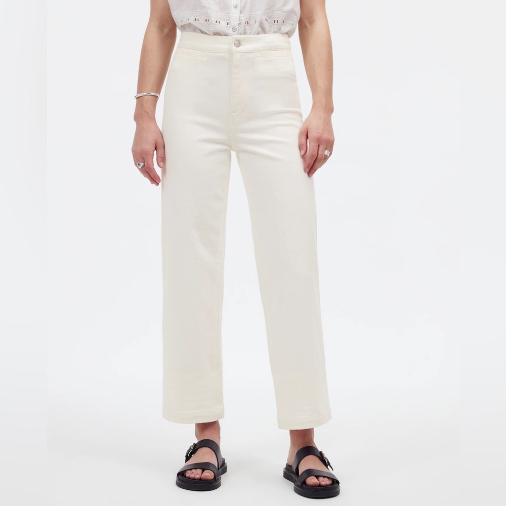 Madewell Cream High-Rise Cropped Straight Jeans